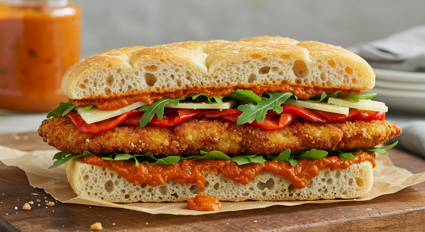 Crunchy Chicken Romesco Focaccia - secondary view